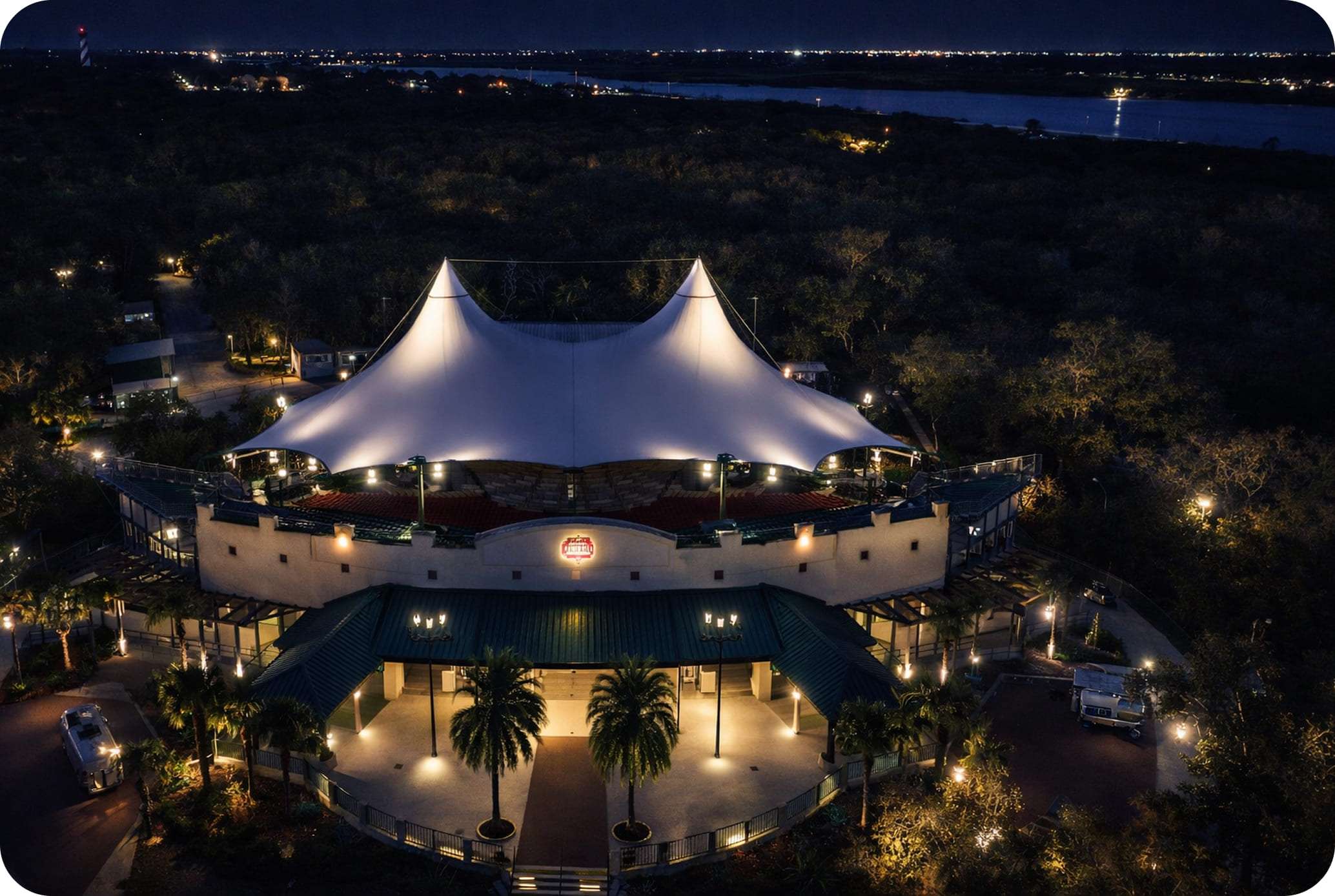Scenic event venue surrounded by nature.
